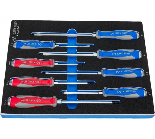 Набор отверток силовых, ложемент, 8 предметов KING TONY 9-30208MRV