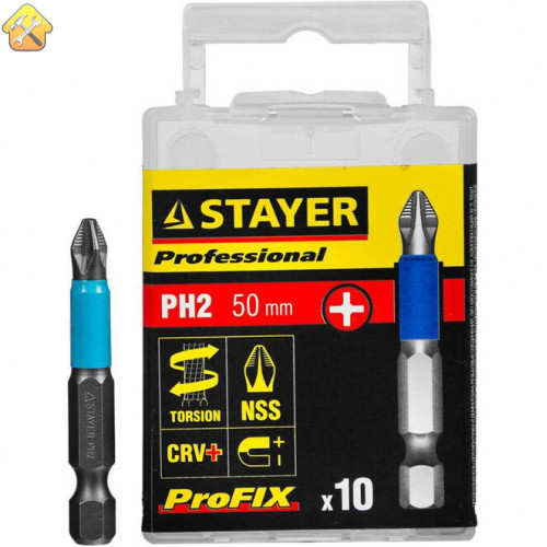 STAYER PH2, 50 мм, 10 шт., биты ProFix Phillips 26203-2-50-10_z01