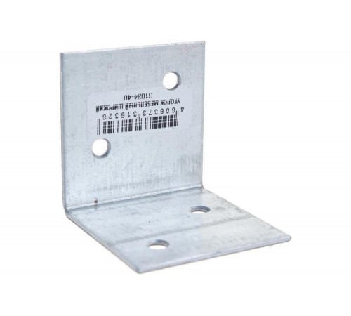 ЗУБР 40х40х40х1.5 мм, белый цинк, УМШ-1.5, уголок мебельный широкий 31034-40