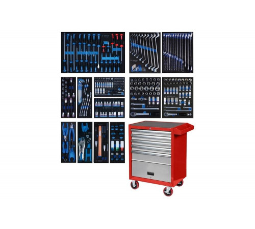 Набор инструментов в красной тележке 286 предметов KING TONY 934-010MMR