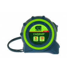 Рулетка, двухкомпонентный корпус, 5 м х 19 мм СИБРТЕХ Сапфир 32581