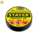 STAYER 19 мм, 20 м, цвет черный, изолента ПВХ не поддерживает горение Protect-20 12292-D