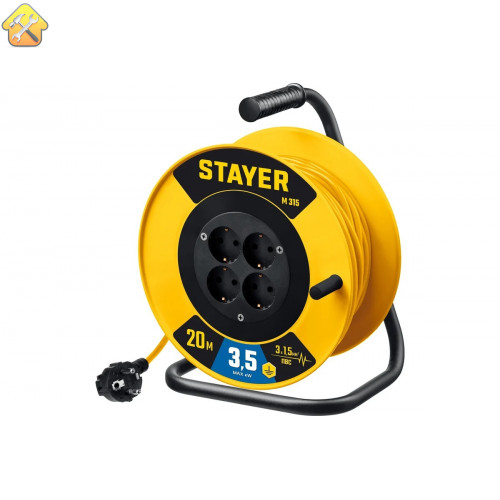 Силовой удлинитель на катушке STAYER M 315 ПВС 3x1.5 20м 3500Вт 55078-20_z01