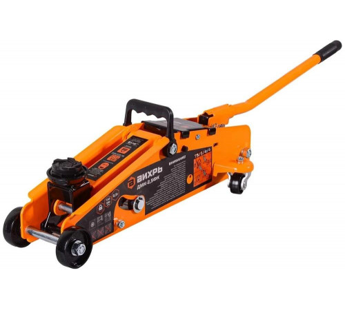 Домкрат гидравлический подкатной ДМК-2,5ФК (2,5 т, 140-390 мм, с фиксатором, в кейсе) Вихрь