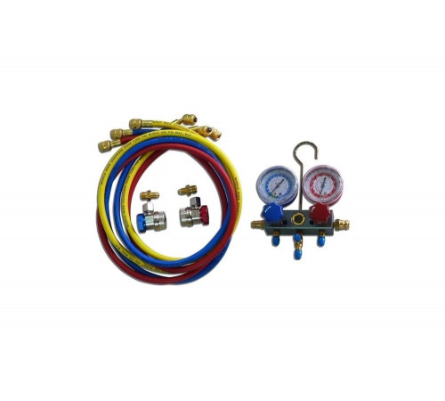 Коллектор манометрический для фреона, с быстросъемными переходниками МАСТАК 105-20001