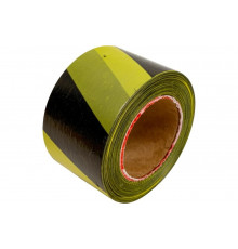 Сигнальная лента СИБРТЕХ, 75 мм х 200 м черно-желтая 89034