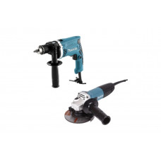 Набор Makita DK0123: углошлифовальная машина GA5030 + ударная дрель HP1630