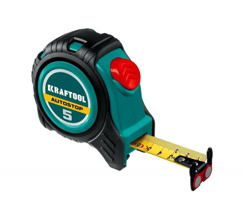 Автостопная рулетка KRAFTOOL 3412-5-25: длина 5 м, ширина 25 мм