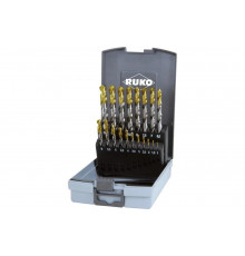Набор сверел 19 шт, HSS-G TIN, 1-10 мм RUKO 2501214TRO