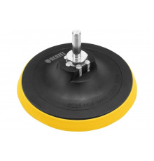 Тарелка опорная для дрели и УШМ с липучкой 115 мм, с адаптером c М14 на d8 мм Denzel 76250