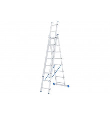 Алюминиевая трехсекционная лестница СИБРТЕХ 3х8 ступеней 97818