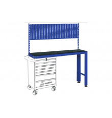 Инструментальный верстак под тележку с задней панелью, синий МАСТАК 542-11500B