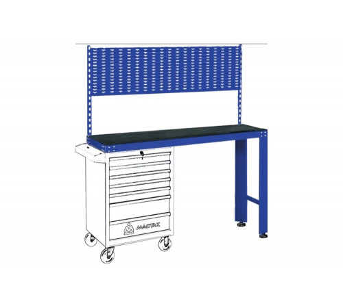 Инструментальный верстак под тележку с задней панелью, синий МАСТАК 542-11500B