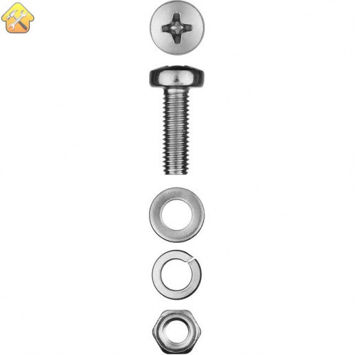 ЗУБР M4 x 16 мм, 25 шт., винт (DIN7985), гайка (DIN934), шайба (DIN125), шайба (DIN127), комплект крепежа 303476-04-016