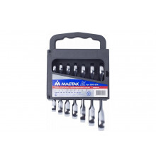 Набор комбинированных трещоточных укороченных ключей 10-19мм, 7шт МАСТАК 0215-07H