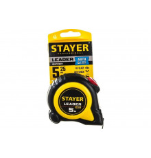 Рулетка Stayer LEADER 5м / 25мм с автостопом в ударостойком обрезиненном корпусе 3402-5_z02
