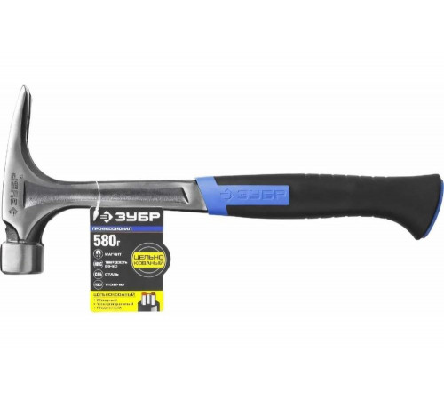 ЗУБР 580 г, молоток-гвоздодер цельнокованый с магнитом ТИТАН 20258-580 Профессионал