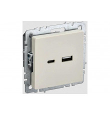 Розетка USB IEK Brite a+c 18вт рю11-1-бркр бежевый BR-U22-018-K10