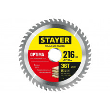 Пильный диск по дереву STAYER Optima 216x32/30 мм, 36Т, оптимальный рез 3681-216-32-36_z01