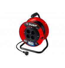 Силовой удлинитель на катушке ЗУБР ПВС 215 ПВС 2x1.5 50м 3500Вт 55103-50