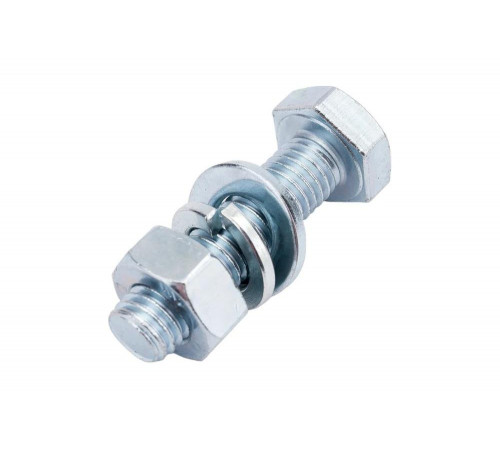 ЗУБР M10 x 40 мм, 2 шт., болт с шестигранной головкой в комплекте с гайкой, шайбой, шайбой пружинной 303436-10-040