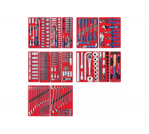 Набор инструментов "ПРОФИ" для тележки, 14 ложементов, 299 предметов МАСТАК 5-00299