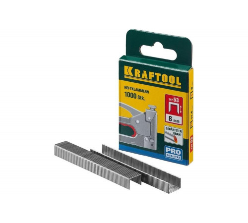 KRAFTOOL скобы тип 53 (A / 10 / JT21), 8 мм, 1000 шт., скобы супертвердые 31670-08 Pro