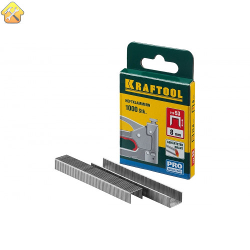 KRAFTOOL скобы тип 53 (A / 10 / JT21), 8 мм, 1000 шт., скобы супертвердые 31670-08 Pro