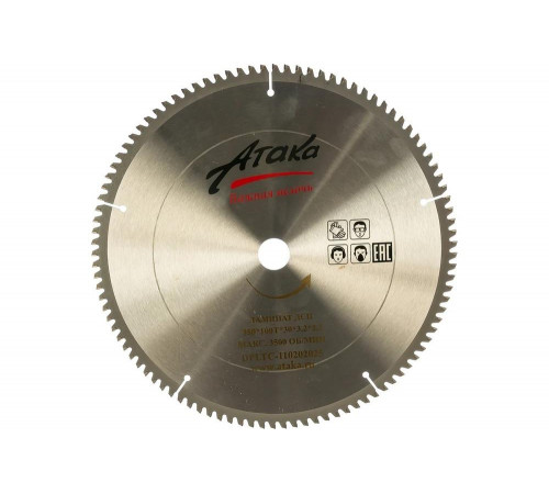 Диск пильный по ламинату и дсп (350х30 мм; 100T; ч/рез отриц.) АТАКА 8078300