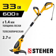 STEHER 600 Вт, ш/с 33 см, триммер сетевой TEL-33-610