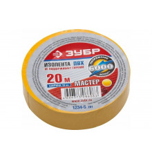 Изолента Зубр ЭЛЕК-20 ПВХ не поддерживает горение 20м /0 16x19мм/ желтая 1234-5_z02