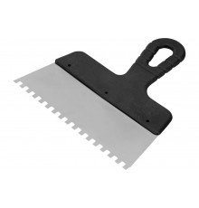 Шпатель из нержавеющей стали, 200 мм, зуб 6x6 мм, пластмассовая ручка СИБРТЕХ 85464