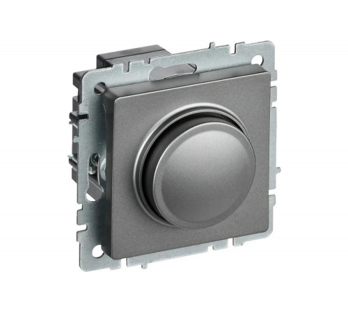 Поворотно-нажимной светорегулятор IEK Brite сс10-1-0-брс 600вт, сталь BR-D20-0600-K46