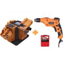 Набор инструментов Ресанта: дрель ДУ-850 + заточный многофункциональный станок СЗМ-65 + сверла 19 штук 902/40