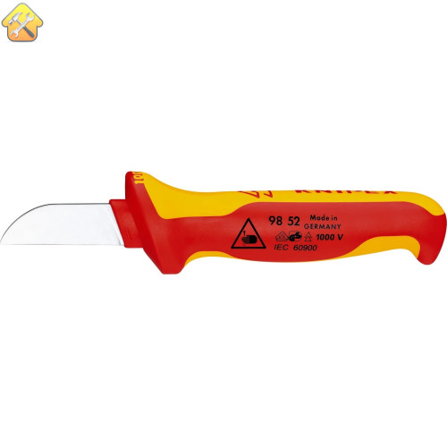 Нож для кабеля KNIPEX VDE, 190 мм, диэлектрический, 2К ручка, KN-9852SB