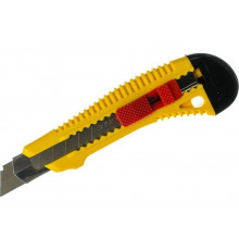 Упрочненный нож с металлической направляющей и сдвижным фиксатором Stayer FORCE-M сегментированные лезвия 18 мм  0913_z01