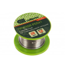 Припой с канифолью POS61 на пластмассовой катушке (1.5 мм; 25 г) СИБРТЕХ 913372