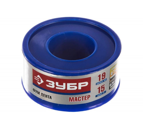 ЗУБР толщина 0,1 мм, плотность 0,25 г/см3, ширина 19 мм, фум лента 12373-19-025