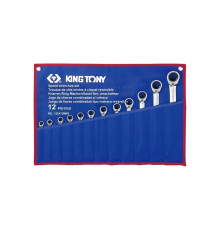 Набор комбинированных трещоточных ключей KING TONY 8-24 мм, чехол из теторона, 12 предметов 122A12MRN