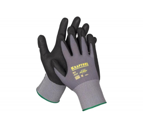KRAFTOOL L, 15 класс, эластичные перчатки со вспененным нитриловым покрытием для точных работ, маслобензостойкие 11285-L Expert