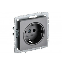 1-местная розетка IEK Brite рс14-1-0-брс с заземлением, с защитными шторками, 16А, сталь BR-R14-16-K46