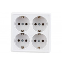 Четырехместная розетка IEK РС24-3-ОБ, с заземляющим контактом, 16А, открытой установки, ОКТАВА, белый ERO41-K01-16-DC