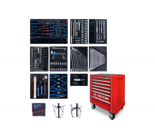 Набор инструментов в красной тележке (204 предмета) KING TONY 934A-100MR-MA