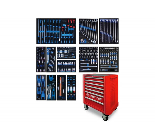 Набор инструментов в красной тележке, 286 предметов KING TONY 934A-010MRV