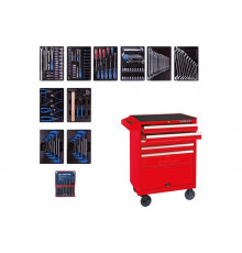 Набор инструментов в красной тележке, 173 предмета KING TONY 932-000MR