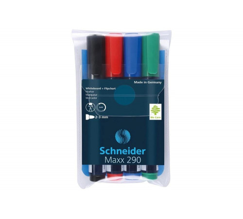 Набор маркеров для белых досок и флипчартов Schneider Maxx 290 4 цвета, пулевидный, 3 мм 129094