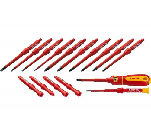 KRAFTOOL 18 шт., набор диэлектрических отверток с переставными стержнями Х-Drive Electro 220092-H18