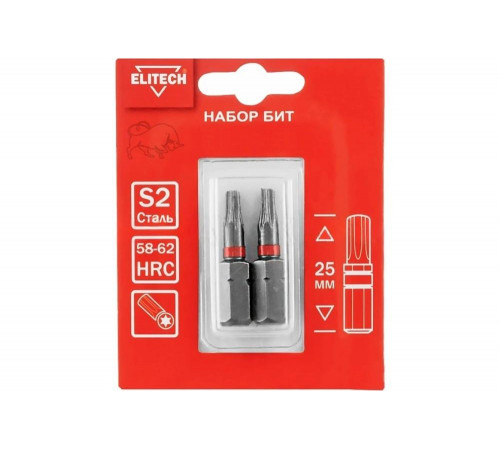 Биты TORX10, 25 мм, 2 шт 1820.15230 Elitech 204282
