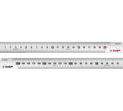 ЗУБР 0,2 м, усиленная нержавеющая линейка Про-20 34280-020