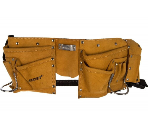 STAYER 10 карманов, кожаный, петля (скоба) для крупного инструмента, пояс для инструментов 38510